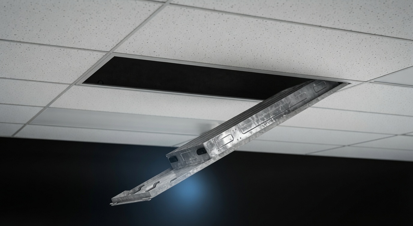 Ceiling-mounted edge computing installation in a commercial building